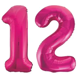 XL Folienballon pink Zahl 12