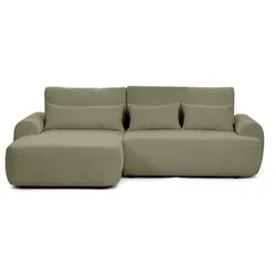 ECKSCHLAFSOFA Oliver im Bouclé-Gewebe, Hellgrün, links