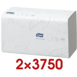 Tork 2x 3750er-Pack Papierhandtücher weiß, 25 cm