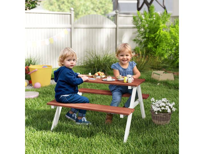 Outsunny Table Pique-Nique Bois Enfants Marron/Blanc