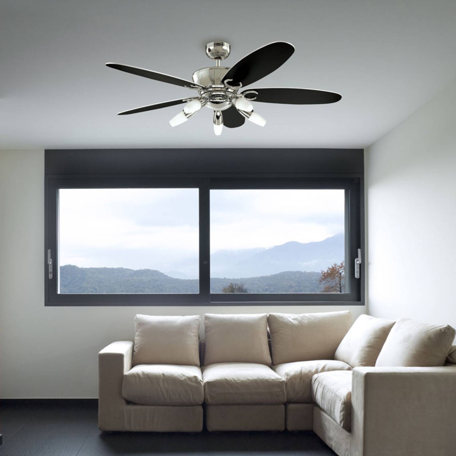 Westinghouse Arius Ceiling Fan with Light, Remote Control, Black, Living / Dining Room, metal, Modern, Fan