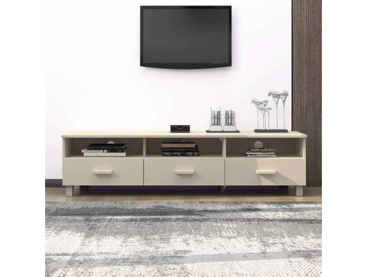Meuble TV HAMAR Marron miel 158x40x40 cm Bois massif de pin - Cadre durable - design élégant(13021)