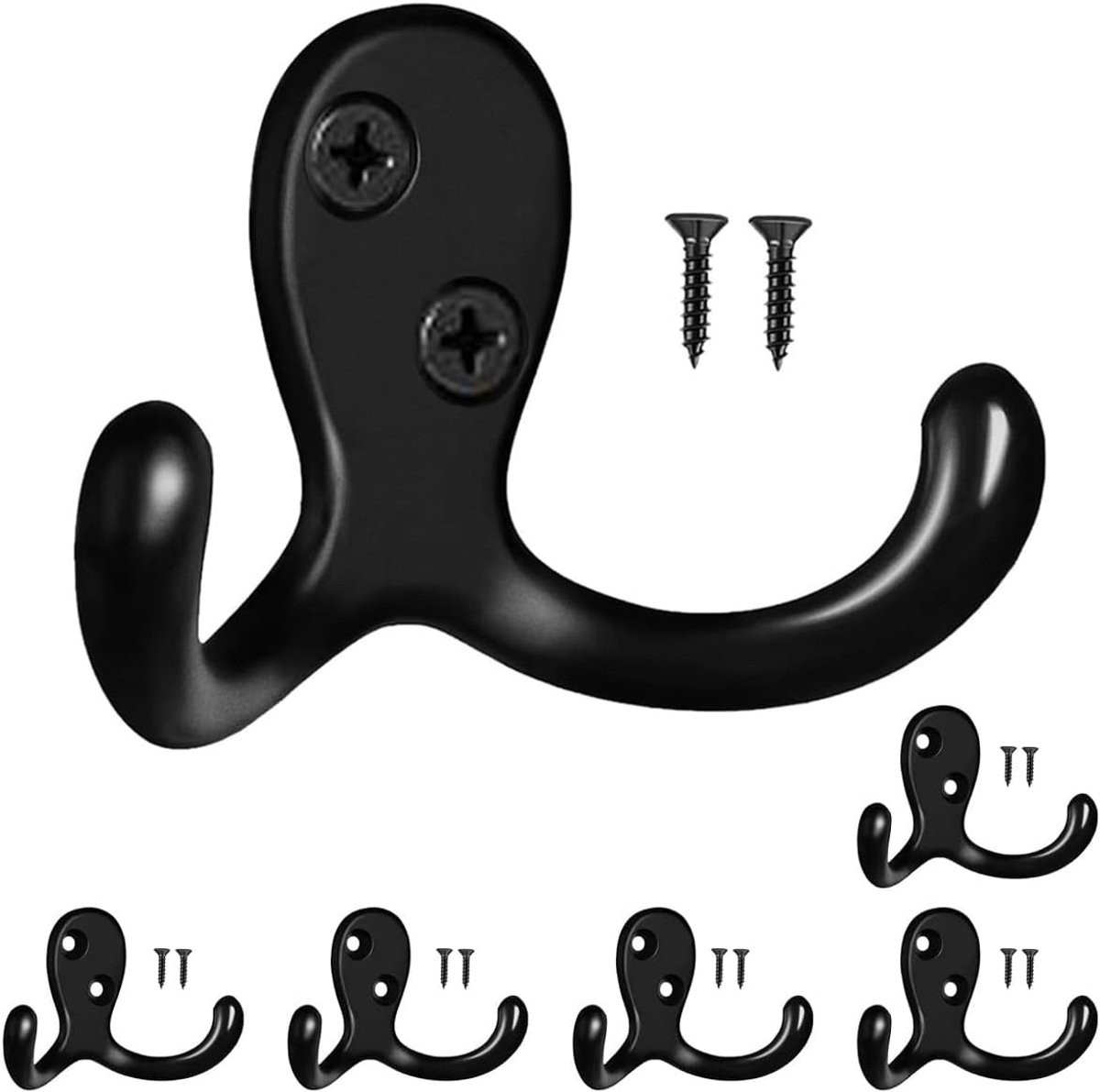 PAIDASHU Set van 6 metalen wandhaakjes met dubbele pin voor zware belasting