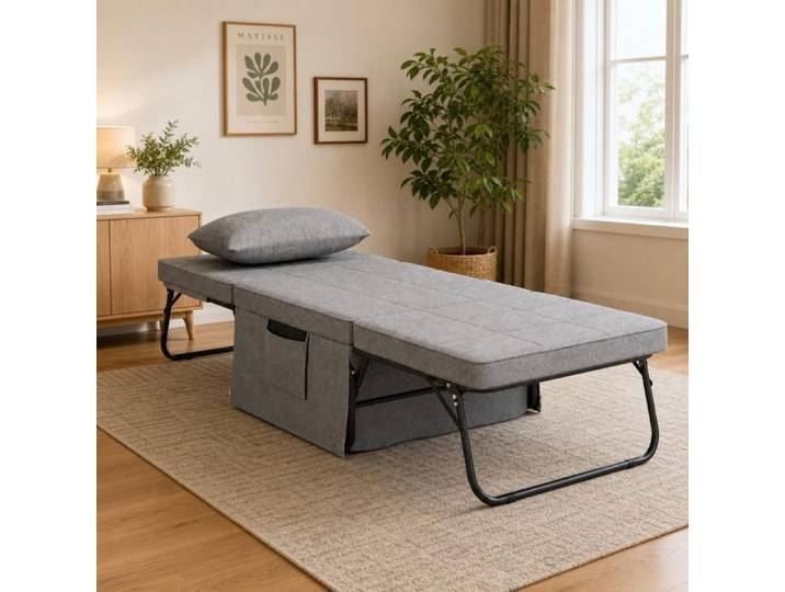 Lit pliant convertible canapé-lit 1 personne avec coussin