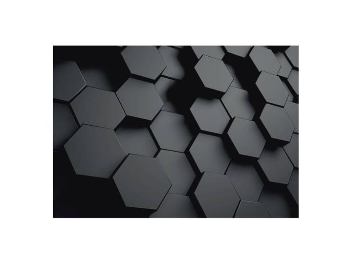Wallfluent Fototapete 208x146 cm - 3D-Sechsecke, Schwarz, 208x146 cm, Tapeten & Wandverkleidungen, Fototapeten