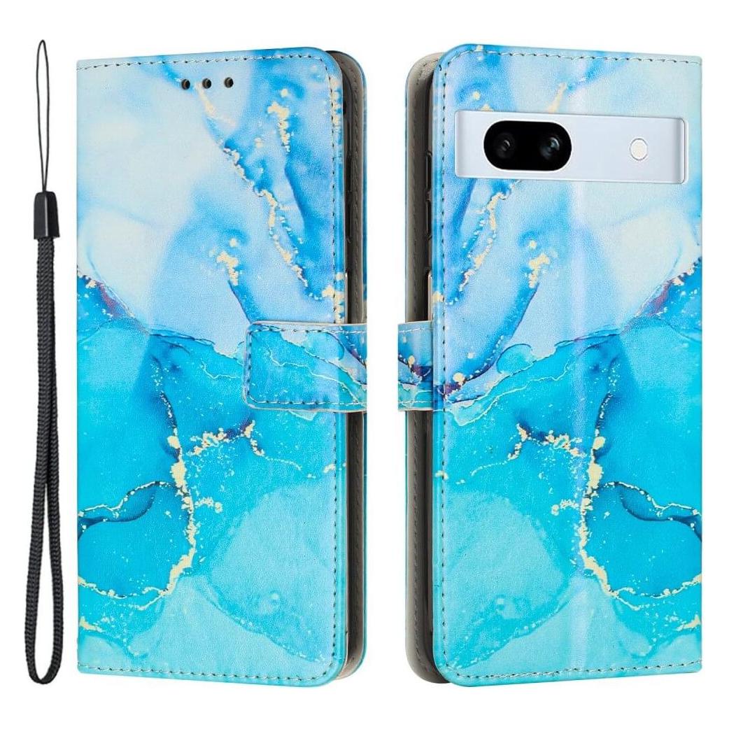Cover-Discount Google Pixel 7a - Leder Hülle Marble blau (Google Pixel 7a) (660140516D)