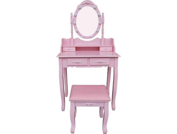 HOME DELUXE - Coiffeuse ROSY - Rose : - 149 x 71 x 40 cm\, 10 LED au choix entre 3 couleurs de lumière\, contrôlables via un bouton tactile I Coiffeuse Table de maquillage