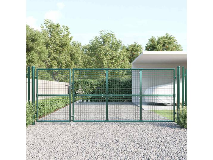 vidaXL Maschen-Gartentor Grün 350x125 cm Verzinkter Stahl