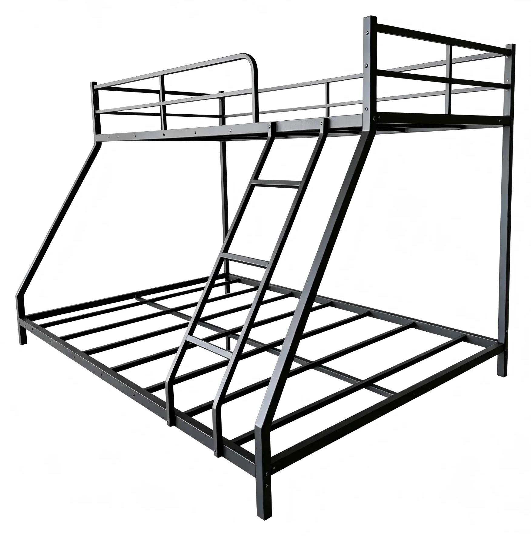 Metall-Etagenbett - 2-in-1-Etagenbett - 140 x 200 cm - Stabile Metallkonstruktion - Platzsparend - Schwarz