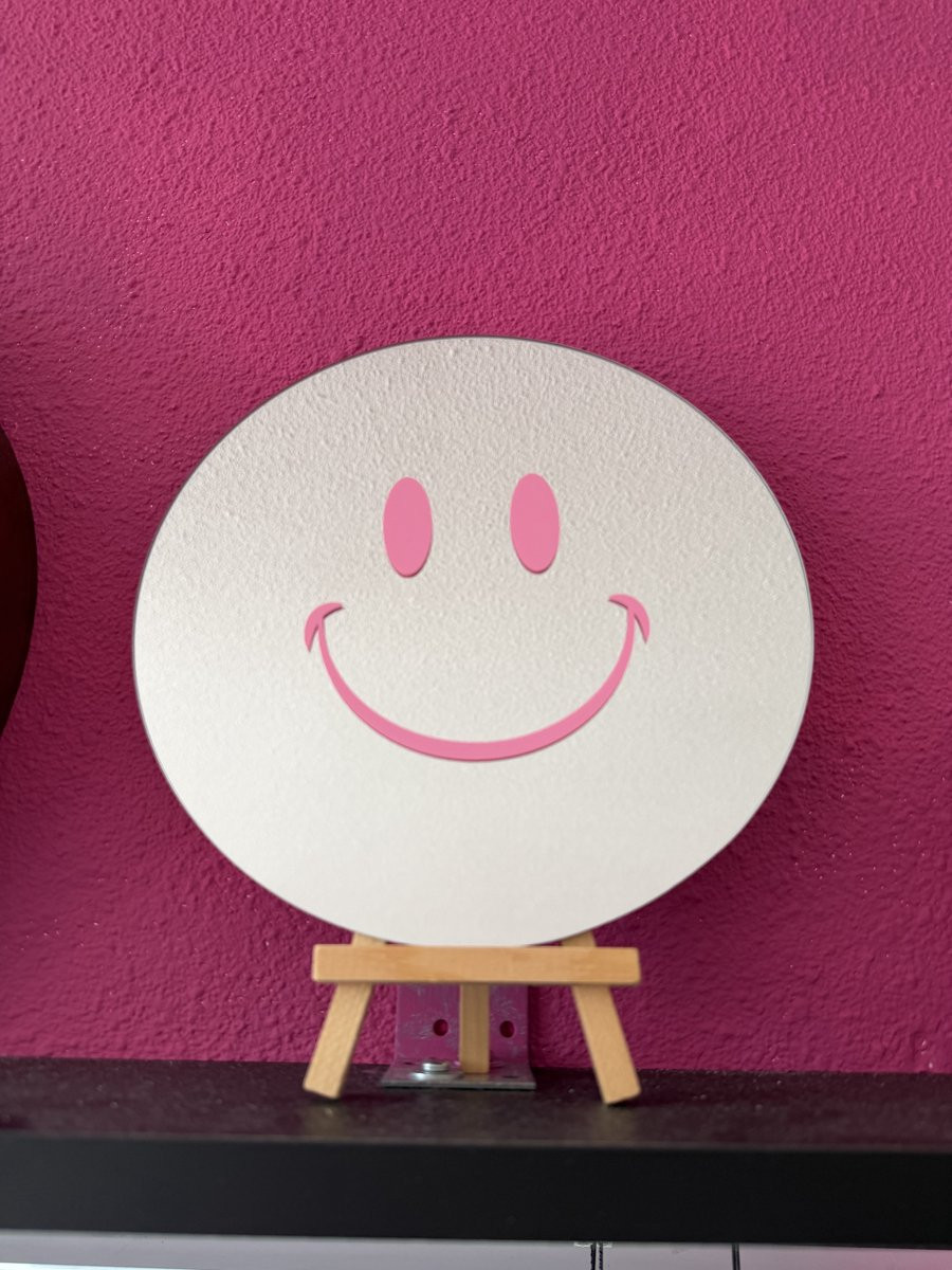 Smiley ronde spiegel met smile - 20 cm - Roze
