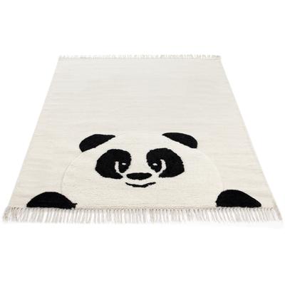 Kinderteppich CARPETFINE "Panda", weiß (creme), B:120cm H:0,6mm L:170cm, Obermaterial: 100% Wolle, Teppiche, Kinderteppich