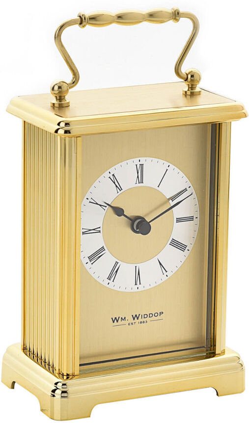 Wm Widdop Roman Numeral Metal Quartz movement / Crystal Tabletop Clock in Gold Gold 16.5cm H X 9cm W X 6cm D