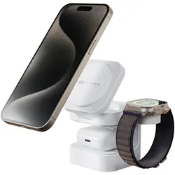 Targus Qi2 3-in-1 Magnetic Charging Stand WH (15 W), Wireless Charger, Weiss