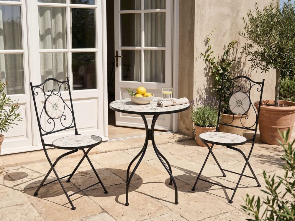 Beliani Ensemble bistrot d'extérieur métal noir Noir 60x45x60cm