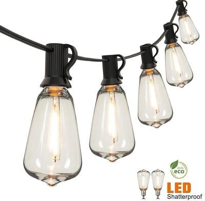 Uplifted Goods Outdoor Waterproof String Lights For Garden Patio And Event Decoration 20 M (48 Sockets) 1w