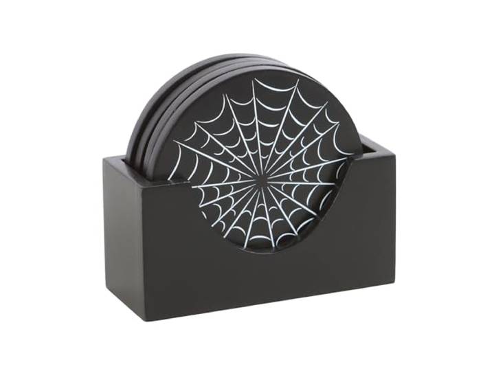 Zwarte spinnenweb onderzetterset - gotische Halloween onderzetters, angstaanjagende bescherming tegen morsen