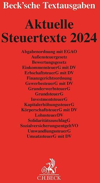 Aktuelle Steuertexte 2024: Textausgabe - Rechtsstand: 1. Januar 2024 (Beck'sche Textausgaben) - Preis vom 17.10.2026 19:25:27 h