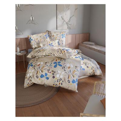 Bettwäsche WÄSCHEPUR Gr. 1, bunt (sand, bleu, bedruckt), B/L: 135cm x 200cm, Renforcé, B/L: 80cm x 80cm, 2, Renforcé, 100% Baumwolle, Bettwäsche, Bettwäsche