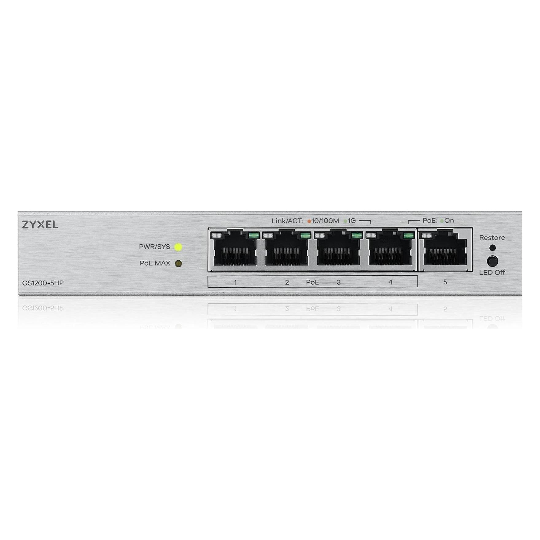 Zyxel GS1200-5HPV3 5-Port Gigabit PoE+ web/smart managed (5 Ports) (GS1200-5HPV3-EU0101F)