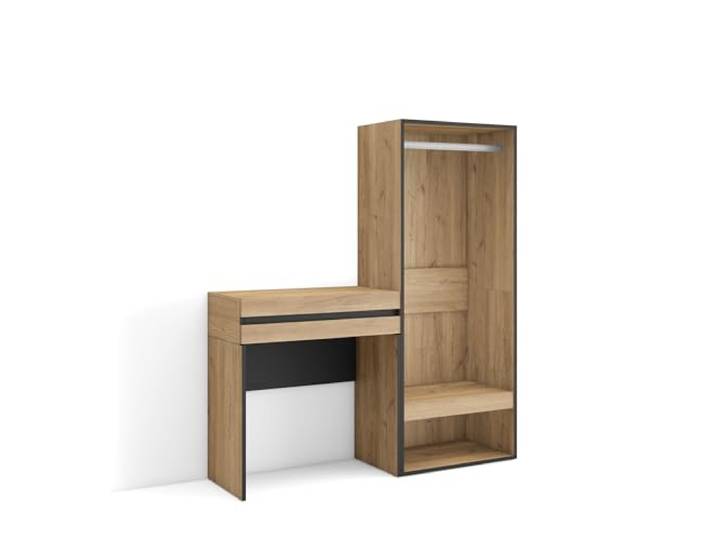 Skraut Home Konsolentisch, Flurtisch Beistelltisch für Eingang 130x145x35 cm mit Schublade Offener Kleiderschrank Moderner Stil Eiche