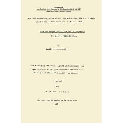 Untersuchungen zur Klinik und Pathogenese des mikrobiellen Ekzems, Taschenbuch von Helmut Röckl, Springer Berlin, 978-3-662-22848-7