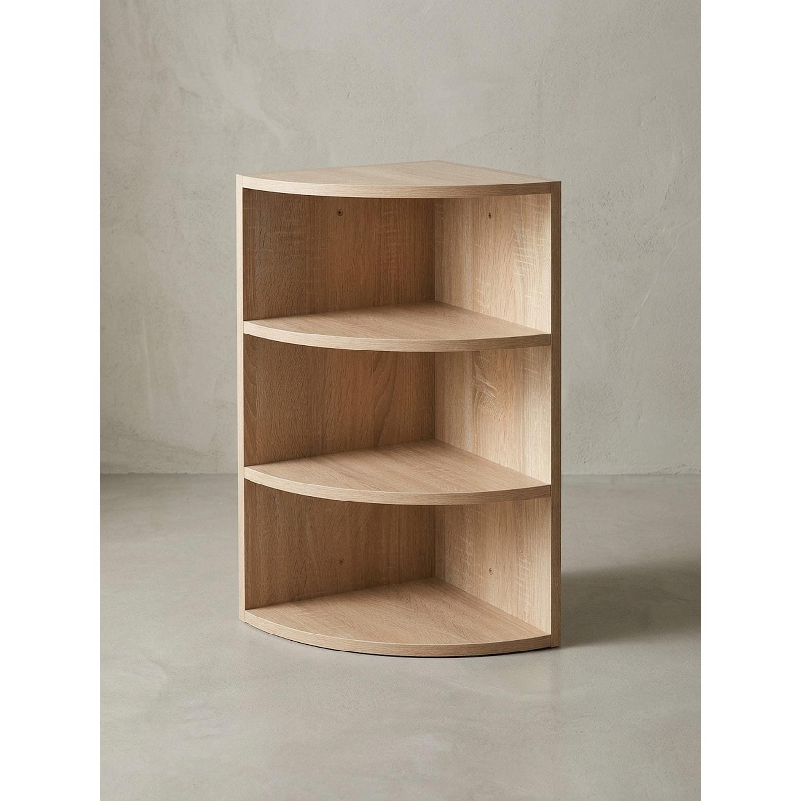 Eckregal Holz Wandmontage Runder Front Modern, Sonoma 30x30x60 cm