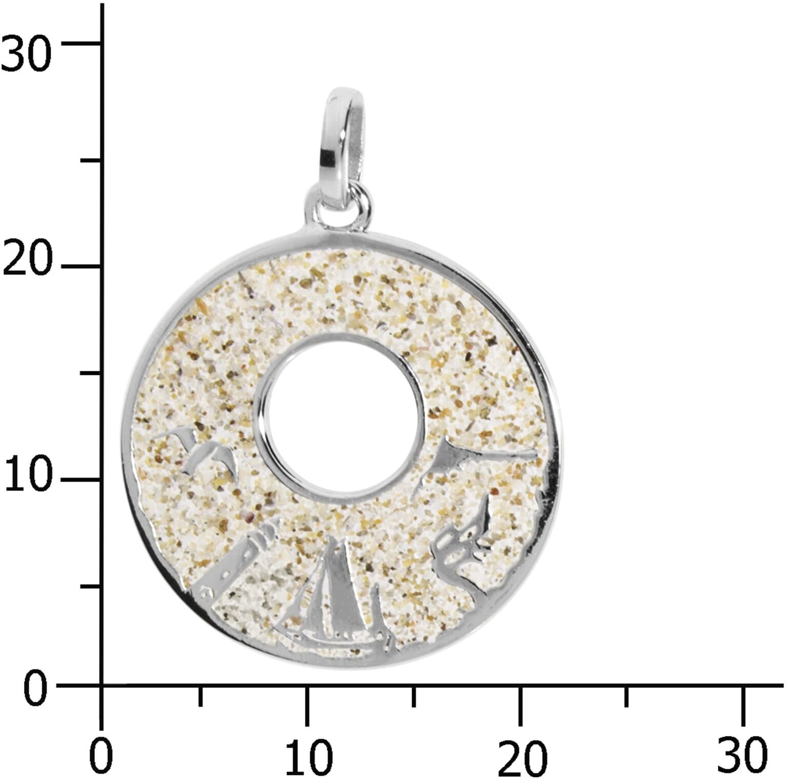 Kettenanhänger OSTSEE-SCHMUCK "Ostsee-Schmuck Anhänger Fischland-Darß-Zingst", weiß, Schmuckanhänger, Damen, 29x22mm, Silber 925 (Sterlingsilber), 3,6 g, Kettenanhänger