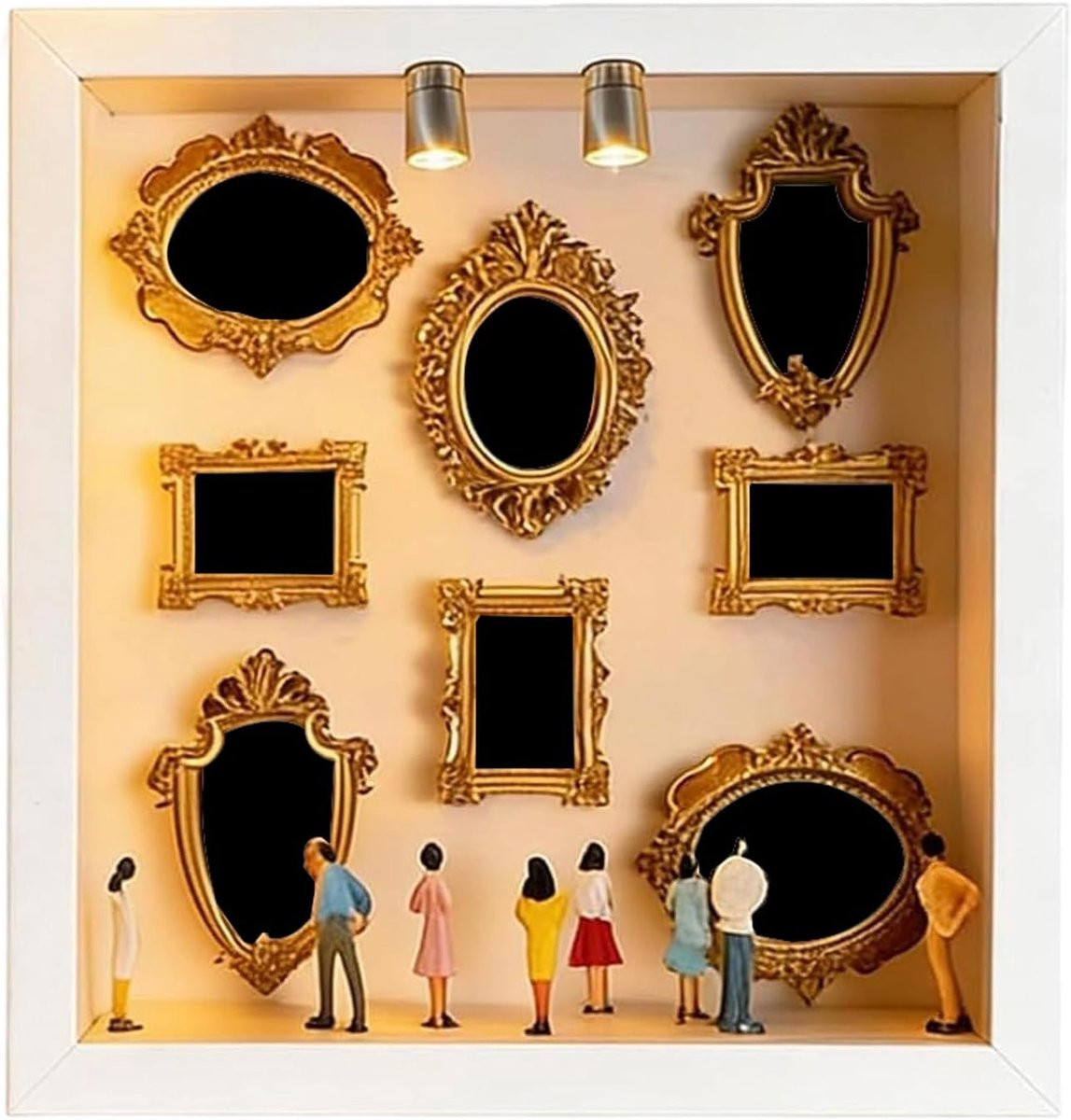 Mini Museum Silhouette Box Displaydoos met LED Verlichting - Wit - 25 cm