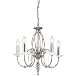 Kronleuchter Hängelampe Deckenleuchte Nickel D 48 cm Luster Esszimmerlampe