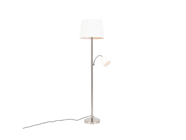 Lampadaire intelligent en acier avec abat-jour blanc, incl. Wifi