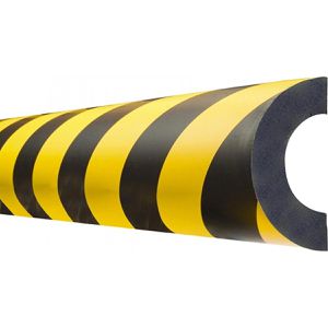 Moravia Schutzprofil Bogen, selbstklebend, 1m Länge, schwarz / gelb, 80 x 37mm, Rohrschutz
