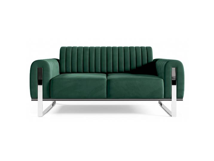 Zweisitziges Sofa Parissa grün Samt Chrombeine
