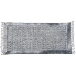 Chic Antique Teppich mit Fransen, L150/B75 cm, gestreifter Rand