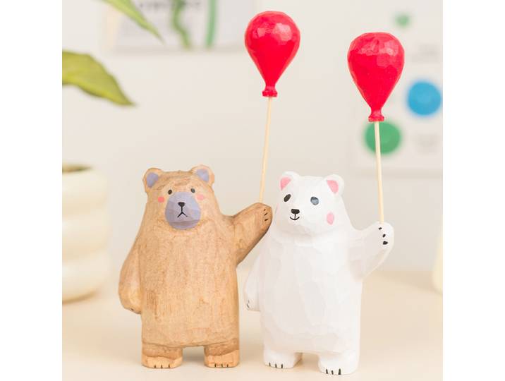 Ornement de ballon de maintien d'ours d'artisanat en bois, cadeaux de décoration de maison créatifs artisanat en bois