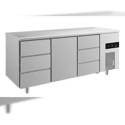 Gastro Kühltisch 1 Tür 6 Schubladen Umluftkühlung 1865x700x850mm -2/+8°C