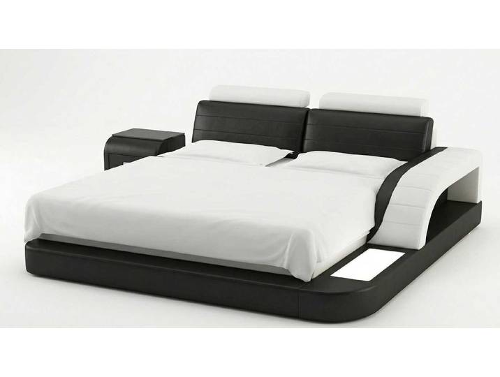 JVmoebel Polsterbett Luxus Bett Schwarz mit Nachttisch und stilvollem Komfort Design (2-tlg., 2-tlg)