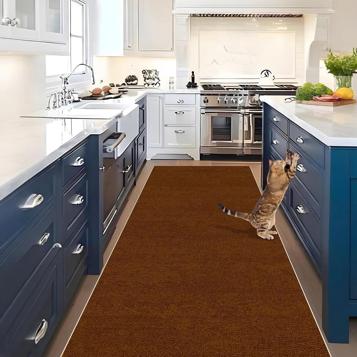 Lange Loper Keuken Tapijt met Vintage Patroon en Antislip Onderkant - 90 x 250 cm