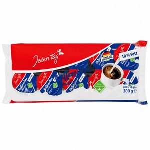 JedenTag Kaffeesahne Fettgehalt 10 %, ultrahocherhitzt, je 10 g, 20 Tassenportionen