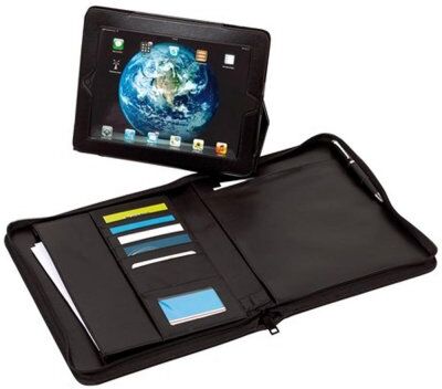 Cartellina NEW AGE PU nera con custodia iPad, zip e porta penna Personalizzate o neutre
