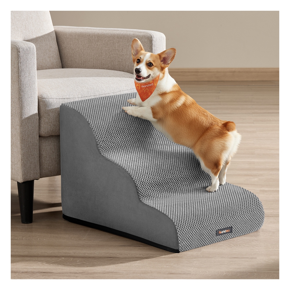Feandrea Hundetreppe mit rutschfestem Bezug und 3 Stufen PPS013GD01