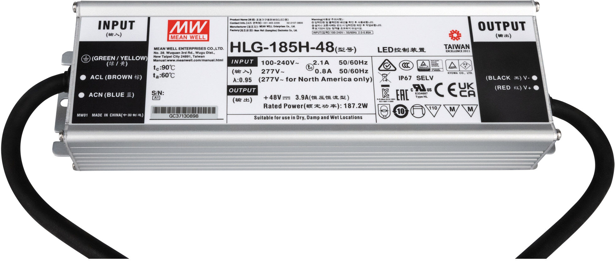 Sonstige Meanwell Led-Netzteil 185 W / 48 V Hlg-185h-48