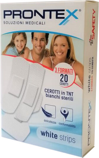 SAFETY SpA Prontex White Strips - Cerotti in TNT Bianchi Sterili - 20 Cerotti