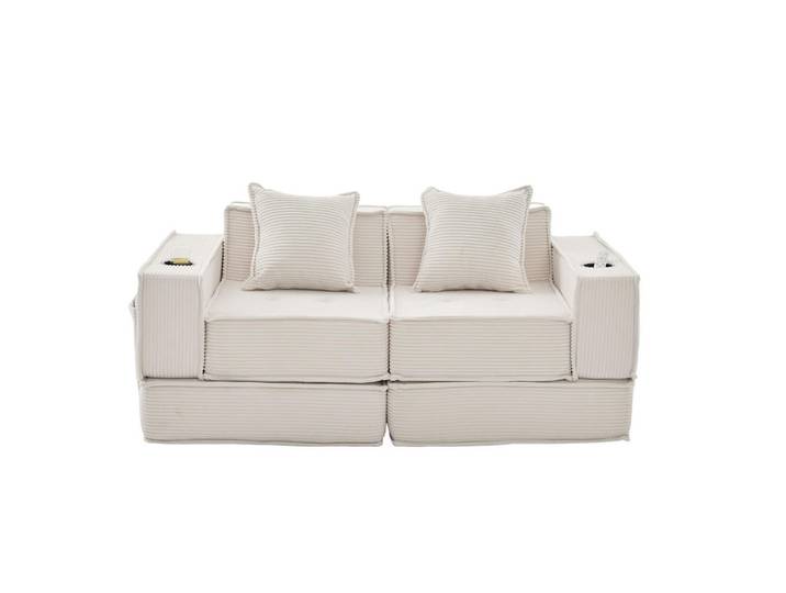 Lvhom Schlafsofa Zweisitzer mit Schlaffunktion,ausziehbar,Modulares Design,Cord,Beige, 162x42x54 cm, Babymöbel & Kindermöbel, Kinderzimmer & Jugendzimmer, Schlafsofas