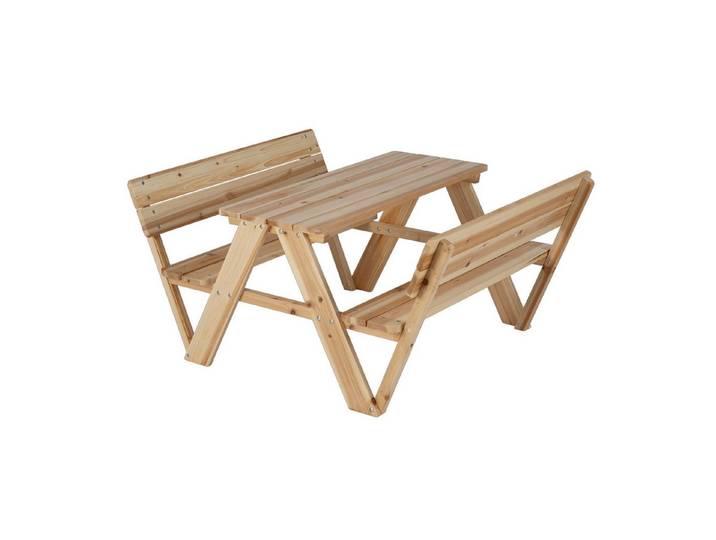 COSTWAY Garten-Kindersitzgruppe, Picknicktisch mit 2 Bänken, Stuhlset Holz