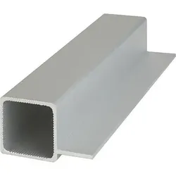VIERKANTROHR MIT STEG, L=2000, A=25, S=2, ALUMINIUM SILBER ELOXIERT