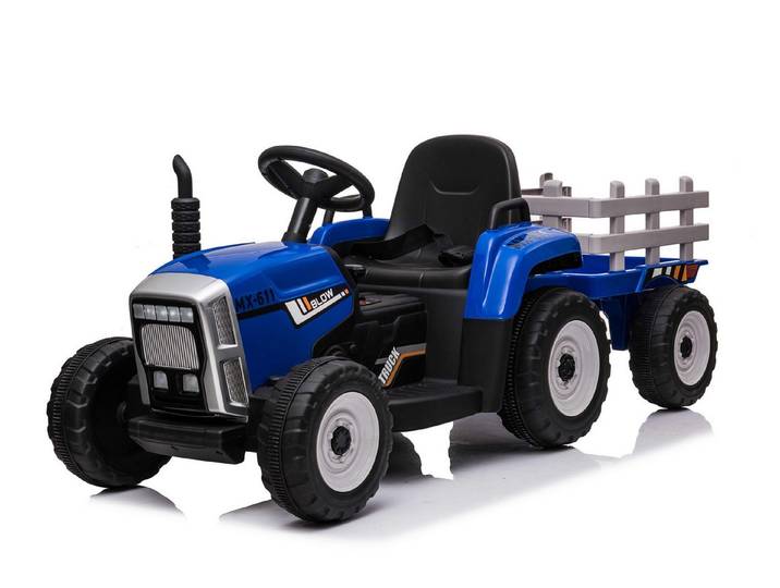 BoGi Elektro-Kindertraktor Elektro-Traktor mit Anhänger 12V – 2x35W Motor, RC, USB/Bluetooth