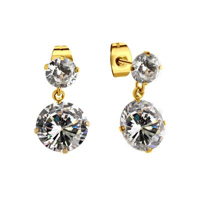 Paar Ohrstecker FIRETTI "Schmuck Geschenk Ohrschmuck glitzernd", gold (gelbgoldfarben, kristallweiß, kristallweiß), Ohrringe, Damen, Edelstahl, mit Zirkonia (synth.)