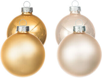 Weihnachtskugeln aus Glas, gold-creme, 6 cm Ø, 12 Stück