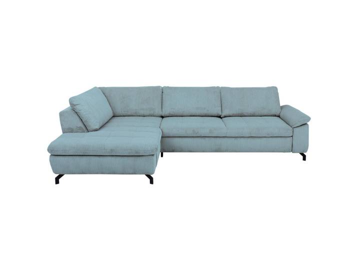 Beldomo Style Ecksofa Sense, Hellblau, Metall, 3-Sitzer, Ottomane links, L-Form, 291x197 cm, Goldenes M, Typenauswahl, Fußauswahl, Stoffauswahl, seitenverkehrt erhältlich, individuell planbar, Wohnzimmer, Sofas & Couches, Wohnlandschaften, Ecksofas