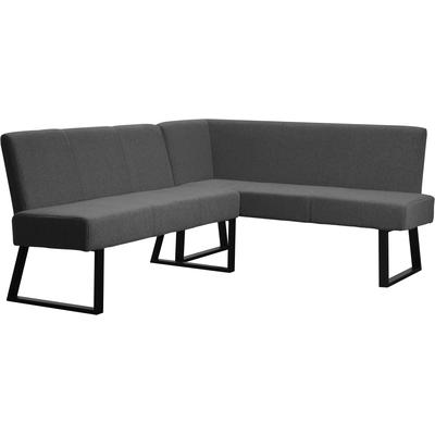 Eckbank OTTO HOME "Gladiole", grau (anthrazit), B:202cm H:84cm T:61,5cm, Polyester, Sitzbänke, Eckbank, mit Taschenfederkern, schwarzes Metallgestell, Breite 190 cm